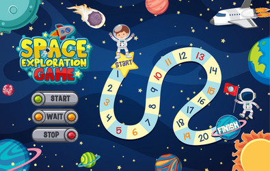 Game template with many planets in space vector