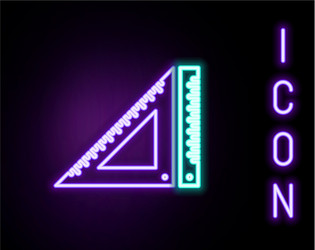 Glowing neon line triangular ruler icon isolated vector