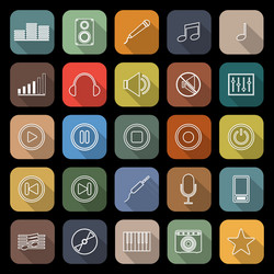 music line flat icons with long shadow vector