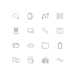 network and database linear thin icons set vector image