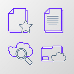 set line cloud storage text document folder vector image