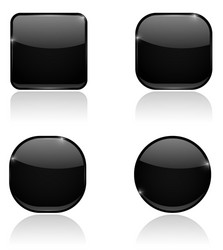 Shiny Black Buttons - Web Icons vector image