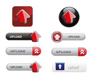 Upload button set vector