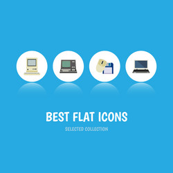 flat icon laptop set of notebook computer mouse vector image