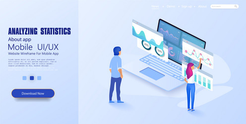 online statistics and data analytics digital vector image