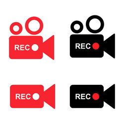 set of recording sign button red app panel rec vector image