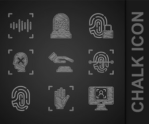 set palm print recognition face fingerprint vector image