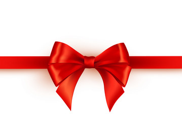 shiny red satin ribbon on white background vector