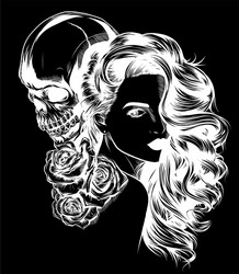 Skeleton Makeup Girl - Día de Muertos Vector Image