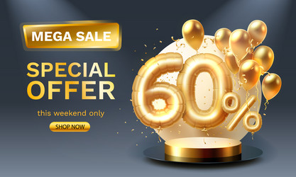 Special offer sale 60 balloon mega golden vector