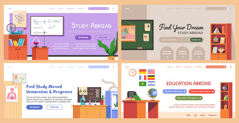 web banner set for education abroad program offer vector