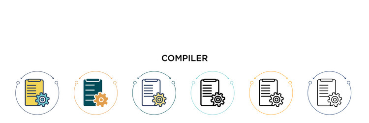 compiler icon in filled thin line outline vector image