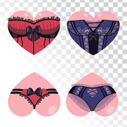Heart Buttocks & Boobs Collection Vector Image