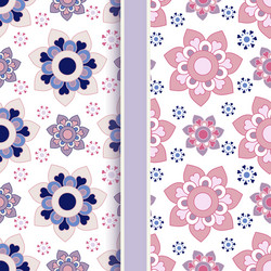 Set of two color floral seamless patterns vector