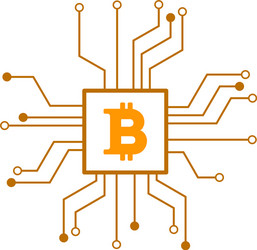 bitcoin processor circuit flat icon vector image