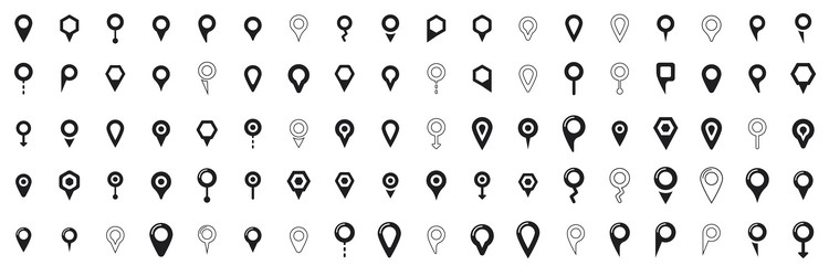 geolocation icon set geotag location map vector image