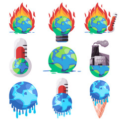 global warming globe burning climate change vector