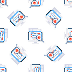magnifying glass inspecting computer code for bugs vector image