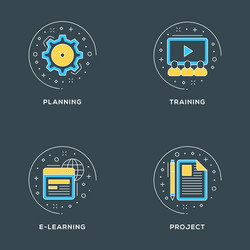 Planning training e-learning project set of 4 vector