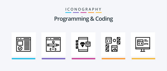 programming and coding line 5 icon pack including vector image