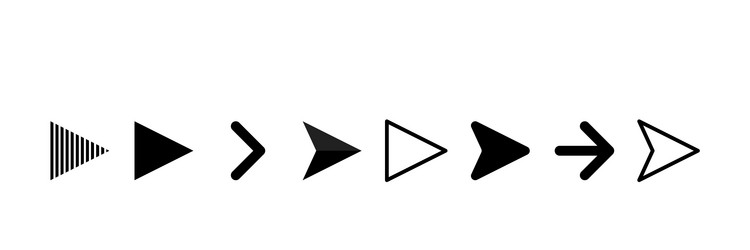 Set black arrows icon arrow vector