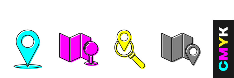 set location folded map with push pin search vector image