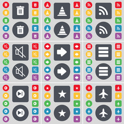 Trash can cone rss mute arrow right apps media vector