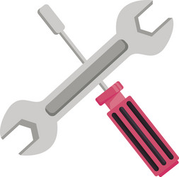 Wrench key and screwdriver tools crossed vector