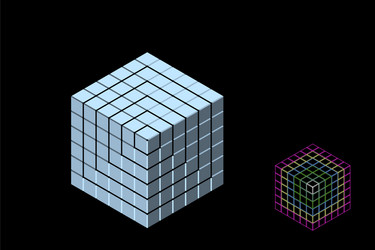 abstract polygonal cube with cuts 3d isometric vector image
