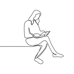 continuous line drawing of someone reading a book vector image