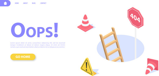 error 404 web page concept pit stairs traffic vector image