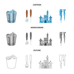 isolated object texture and frozen logo set vector image