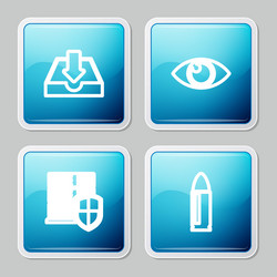set line download inbox eye server with shield vector image