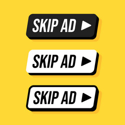 Set of rounded rectangle skip ad button flat vector