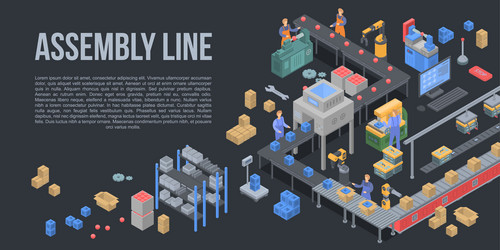 assembly line factory concept background vector