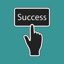 hand push button success on white background vector image