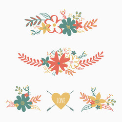 Retro Floral Bouquet Set Vector Image