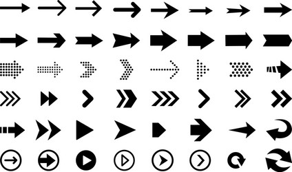 Big set black arrows and direction pointers vector