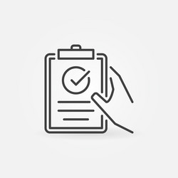 Checkmark Clipboard Icon - Linear Style vector image