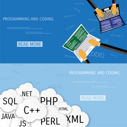 flat concept of programming and coding vector image