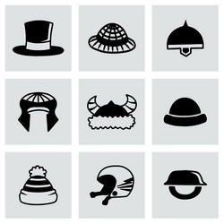 helmet and hat icon set vector image
