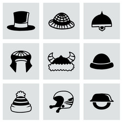 helmet and hat icon set vector