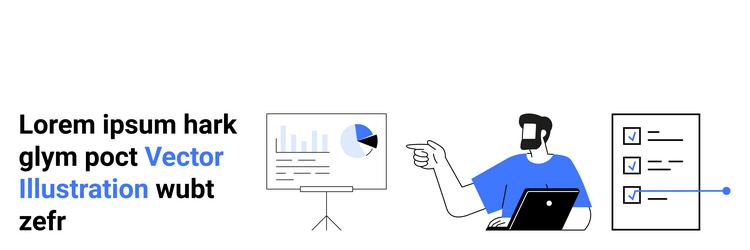 man presenting data analysis charts with checklist vector image