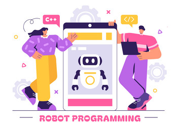 robot programming featuring an artificial vector image