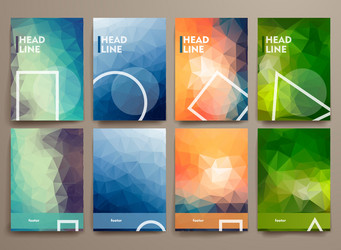 set of abstract brochures in poligonal style vector