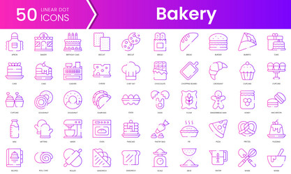 set of bakery icons gradient style icon bundle vector image