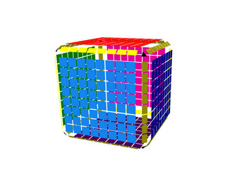 abstract polygonal cube with cuts 3d vector image