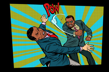 Beating two fighting men strong punch Royalty Free Vector