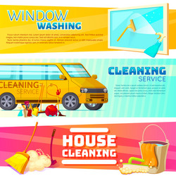 Cleaning horizontal banner set Royalty Free Vector Image
