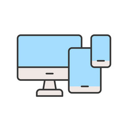 Computer desktop table and smart phone device vector